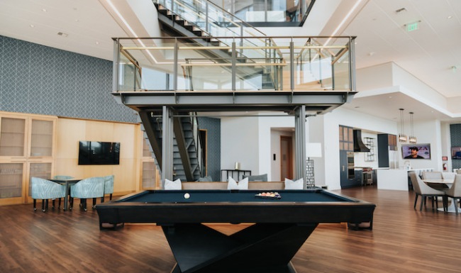 Level 39 games lounge with billiards, shuffleboard and card tables Level 39 games lounge with billiards, shuffleboard and card tables